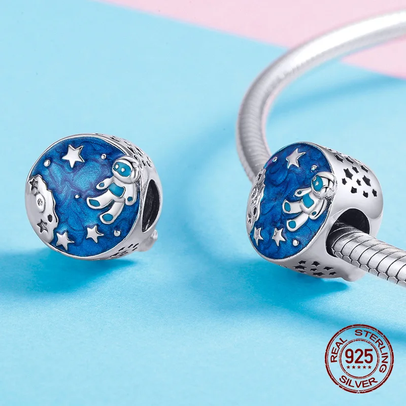 Эмалированные круглые бусины в виде астронавта подходят для браслета