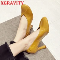 xgravity new fashion high heel pumps sexy round toe v cut ladies high heels women vintage female shoes casual footwears c086