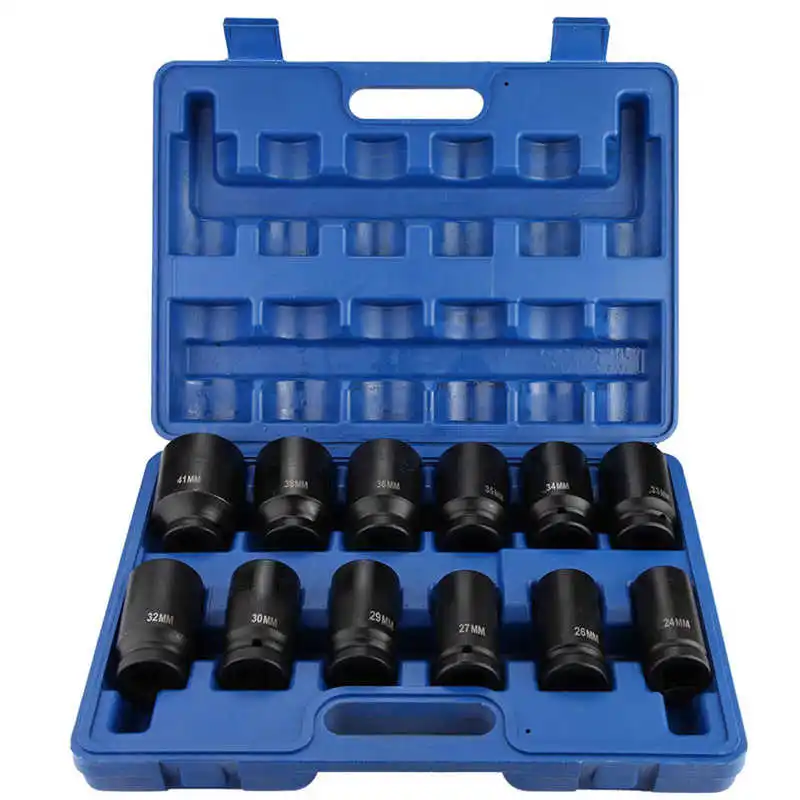 

Automobile Car Repair Tool 12pcs 3/4 Inch Durable Drive Deep Impact Socket Set 24-41mm Car Tools Drive Impact Socket