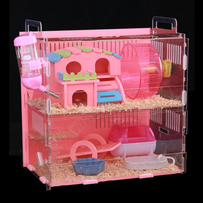 

Hamster House Acrylic Transparent Oversized Villa Guinea Pig Double Nest Pet Accessories