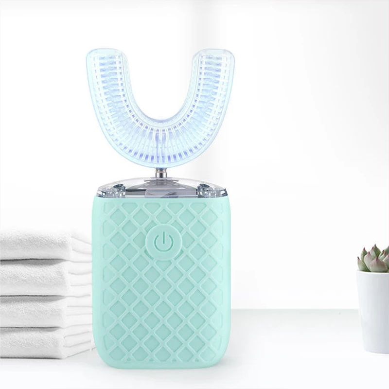 

360-degree intelligent automatic sonic electric toothbrush 6-mode U-shaped toothbrush USB charging blue light whitening teeth