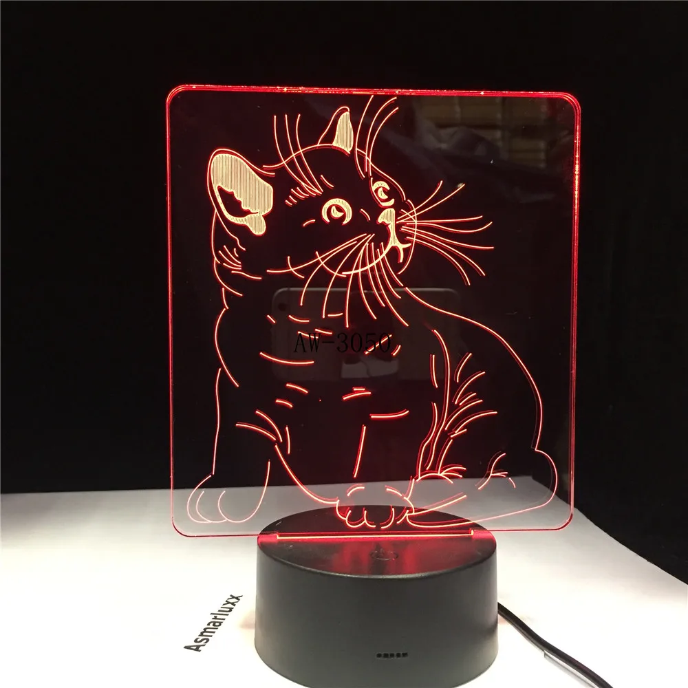 

Кошка Животное Desgin3D светодиодный светильник с 7 цветсветильник света для украшения дома ламсветильник свет детский подарок декор для вечер...