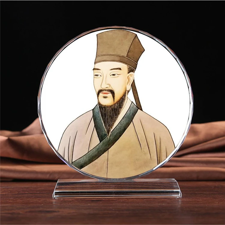 

Ming Dynasty thinker Wang Yangming portrait crystal ornaments, Exquisite handicrafts, souvenirs and gift ornaments