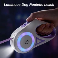 3m 5m led lights dog leash durable puppy walking extending lead rope automatic retractable nylon dog roulette leash pet products