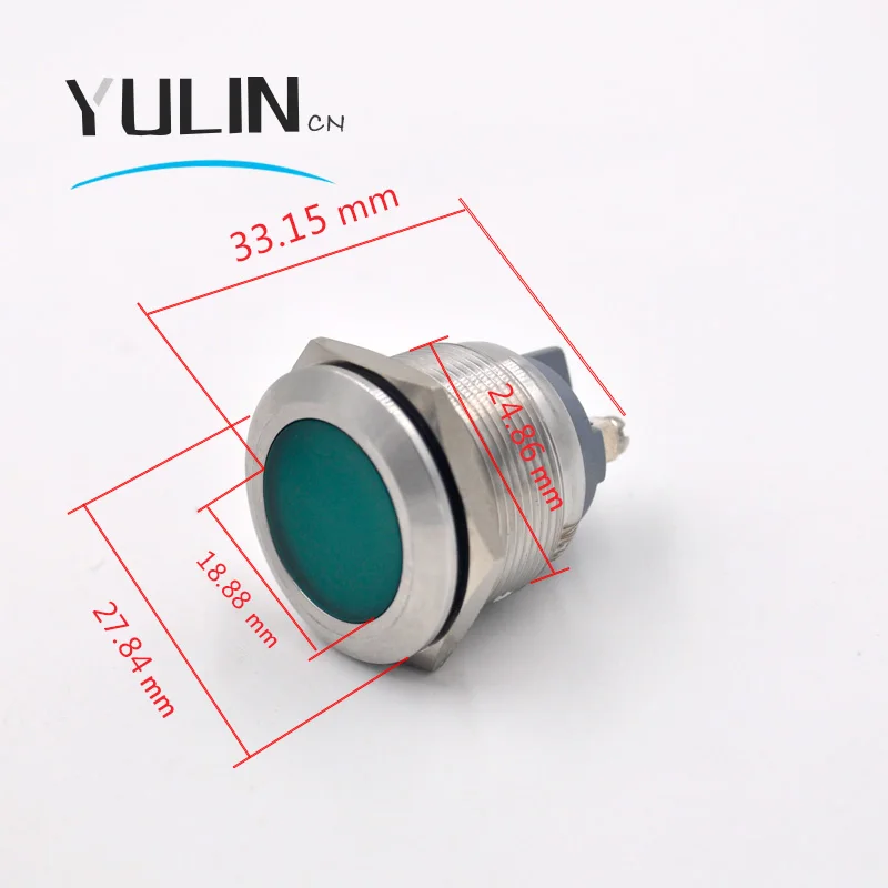 25 мм металлическая Светодиодная панель индикатор сигнала приборной панели