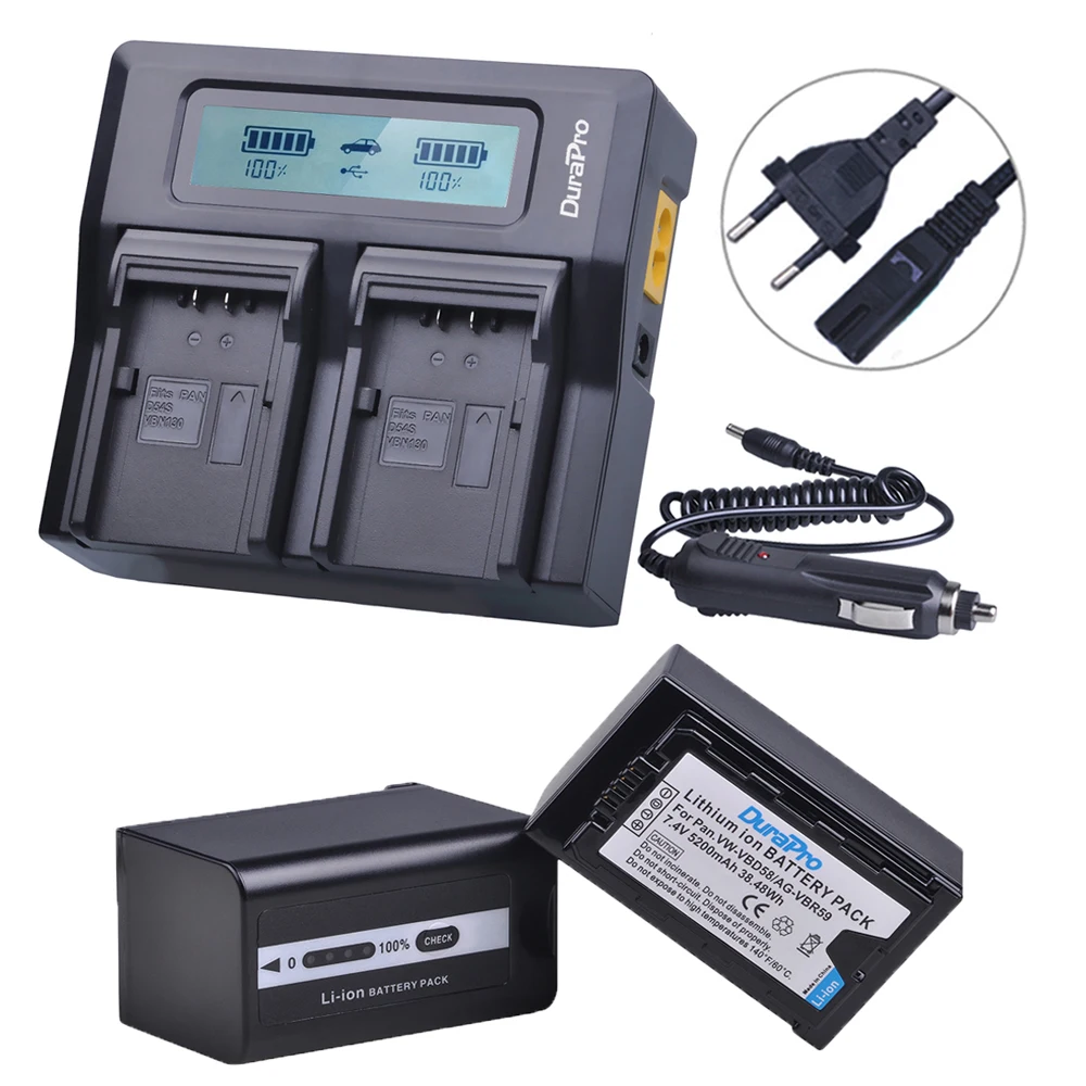 5200mAh VW-VBD58 VW VBD58 Battery with Charger for Panasonic AG VBR59 HPX265MC PX270 PX285MC PX298 VBD29 VBD58 VBD78