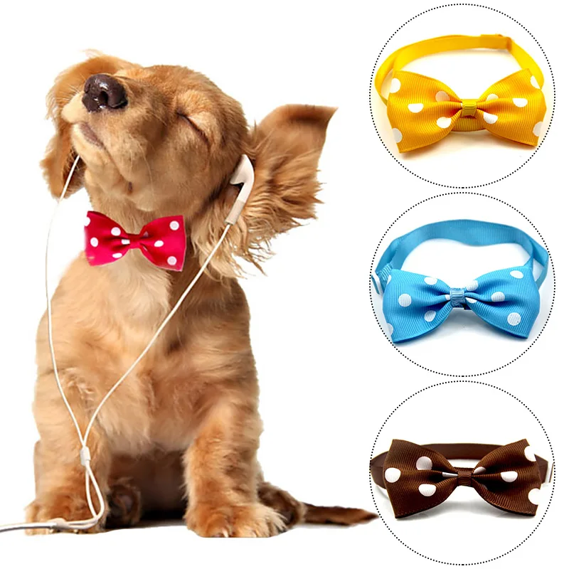 

Adjustable Pet Collar Handmade Dots Pattern Pet Bow Tie Cute Small Dogs Cats Ties Multi Color Optional Pet Accessories Hot Sell