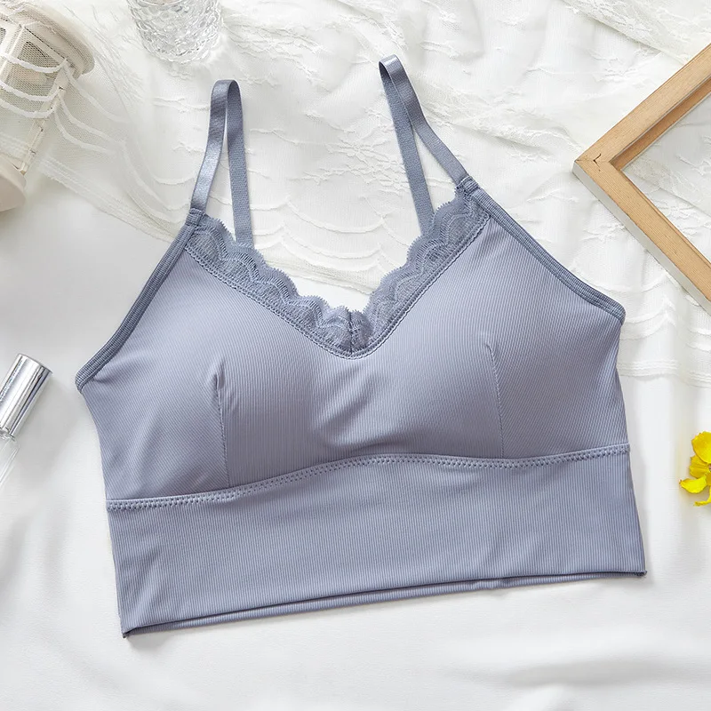 

CHRLEISURE New Women's Tube Top Wireless Lace Crop Top Female Sexy Backless Women's Underwear 2021 Summer