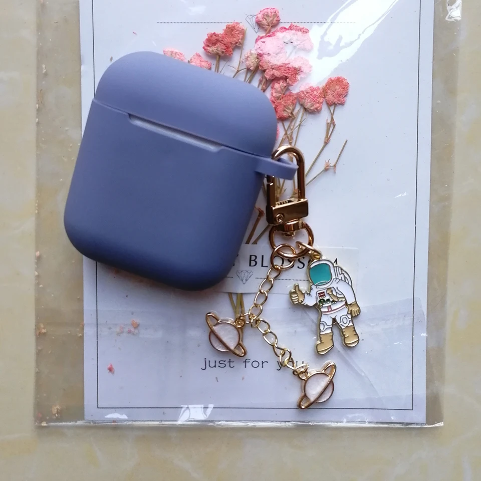 Силиконовый чехол с космическим космонавтом для Apple Airpods 1, 2, аксессуары, защитный чехол, сумка, чехол для наушников, брелок для ключей