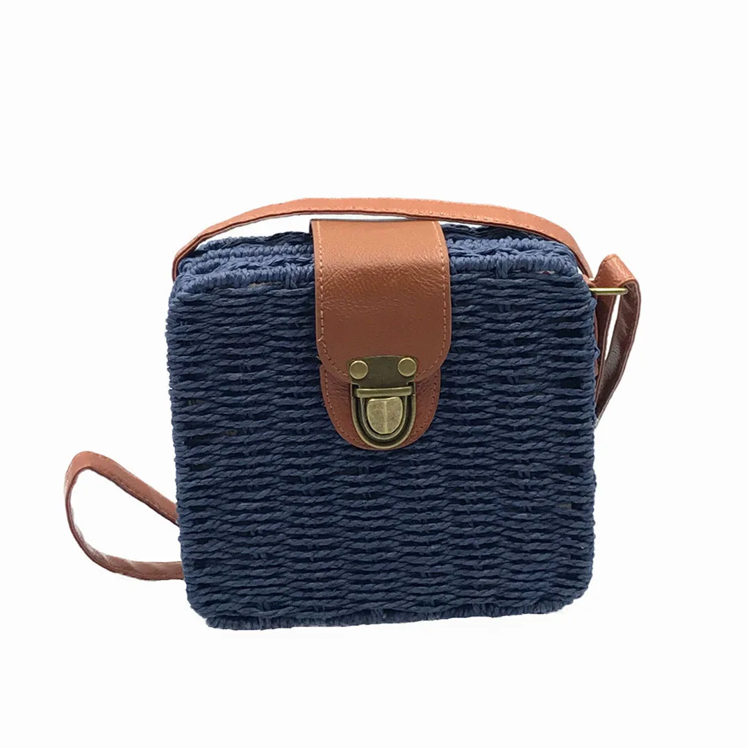 

Hundred And One Straw Small Square Bag Slanting Across The Female Bag Shoulder Bag Ins2021 New Beach Woven Bag