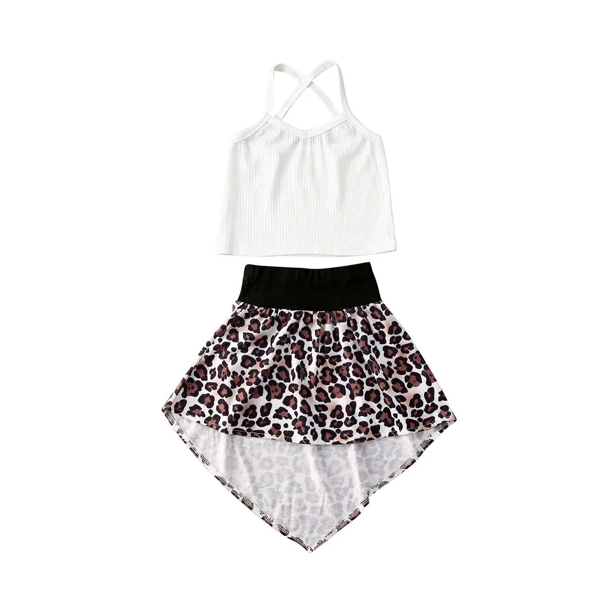 2 шт. однотонная кофта с леопардовым принтом и V образным вырезом|Комплекты одежды