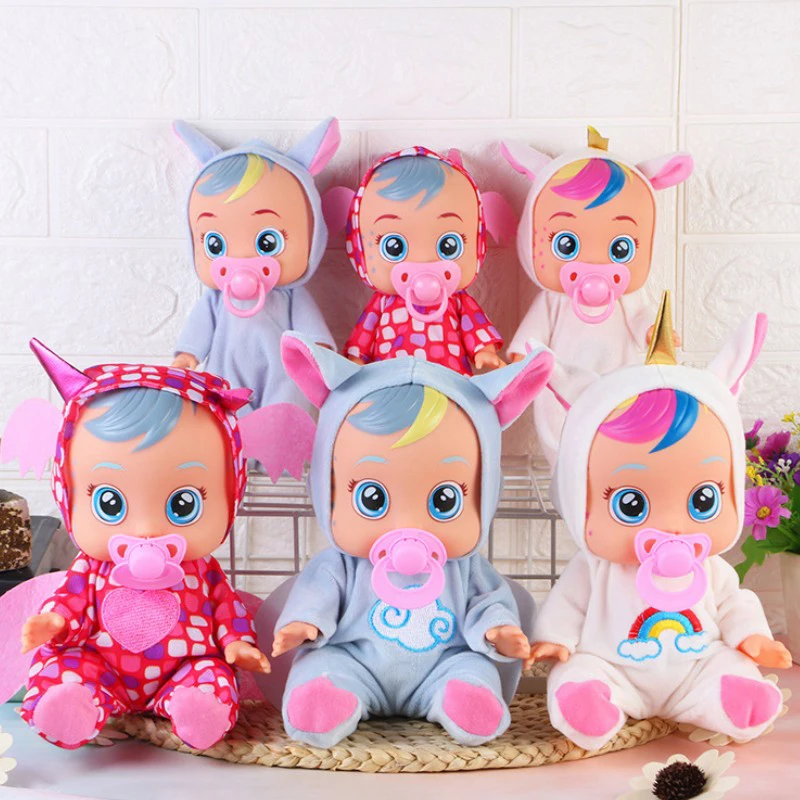 

3D Weeping Babies Dolls Unicorn Baby Boy Girl Toys Pretend Play Toys Toys for Girls Kawaii Reborn Baby Vinyl Birthday Gift