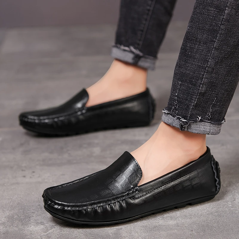 

Туфли мужские из натуральной кожи, дизайнерские лоферы, без застежки, роскошные брендовые Мягкие Мокасины, итальянская обувь для вождения