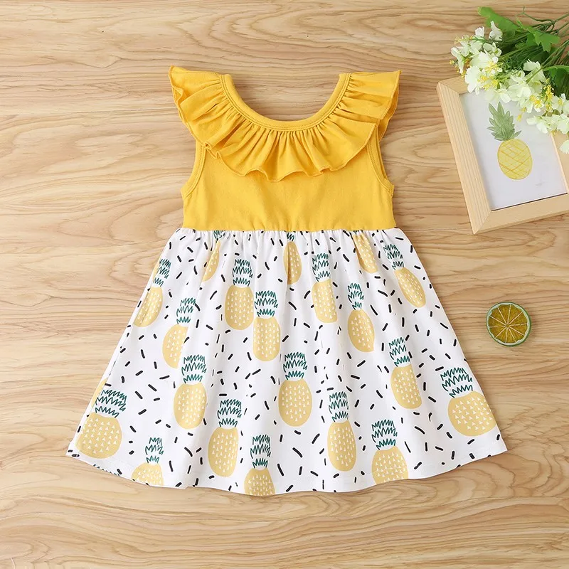 2021 платье для маленьких девочек новое детское красочное Хлопковое с фруктовым