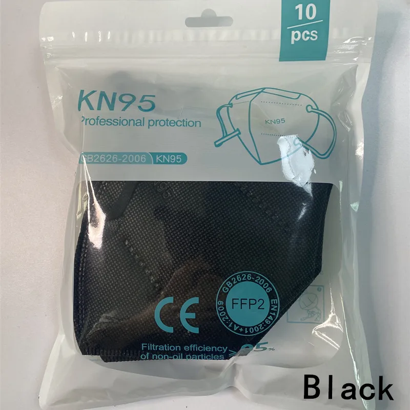 

5-200 Pieces FFP2 Mak Black Certified KN95 Mascarillas Adult 5 Layers Filter Mask FFP2 FFP3 Resusable Face mask ffp2mask CE