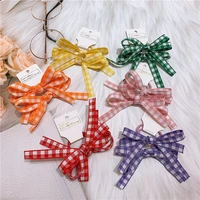 lovely plaid bow elastic hair bands baby girls hair accessories kids cute hair wear girl dance stage show hair styling tools