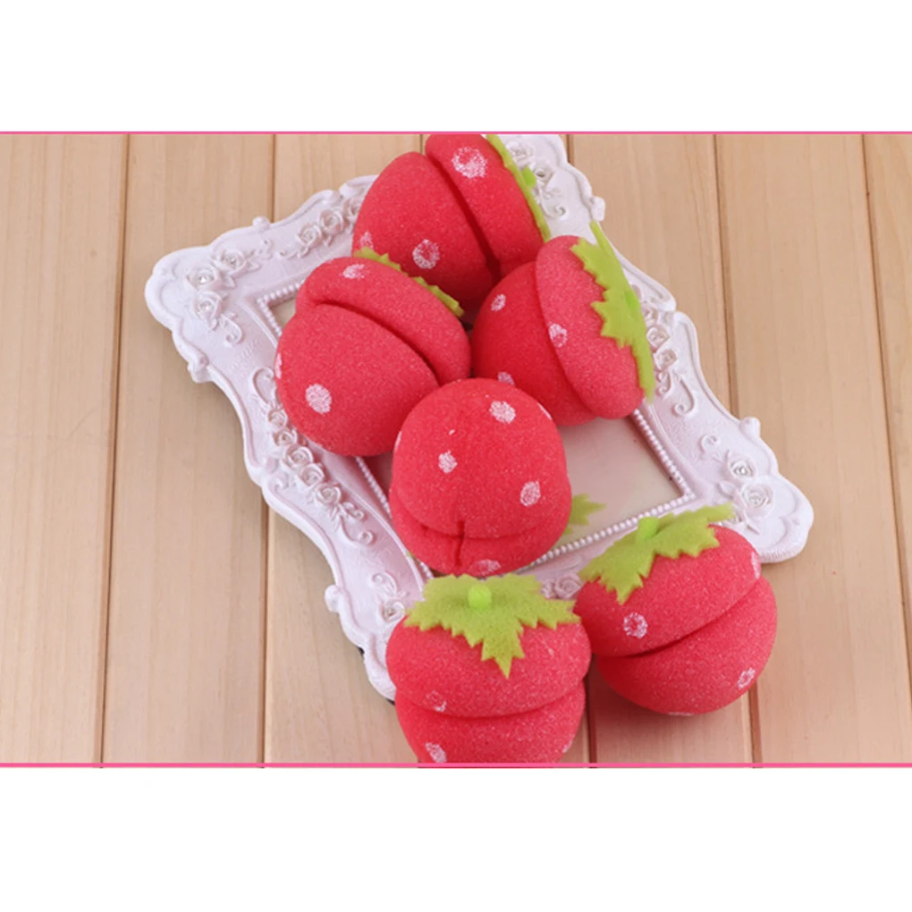 6 шт./компл. женские розовые Клубничные спящие круглые бигуди для волос Волшебные