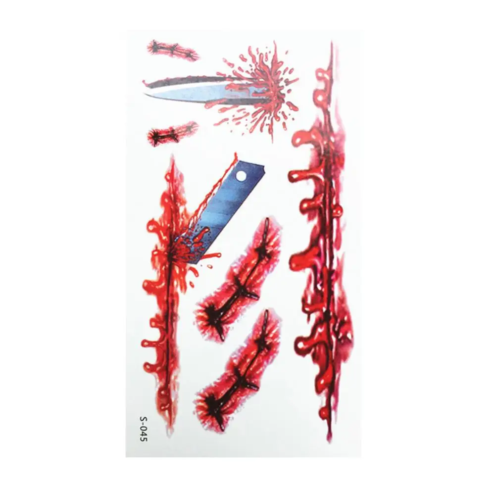 

3D Halloween Bloody Scar Temporary Tattoo Sticker Cosplay Body Art Makeup Decal