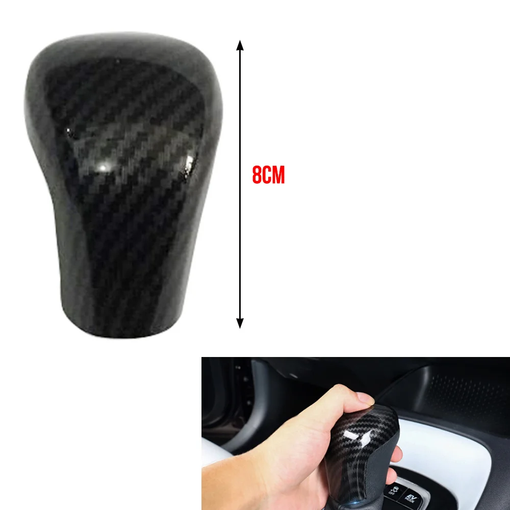 

1pc Black Carbon Fiber Style ABS Gear Shift Knob Cover Trim for Camry 2018-2019