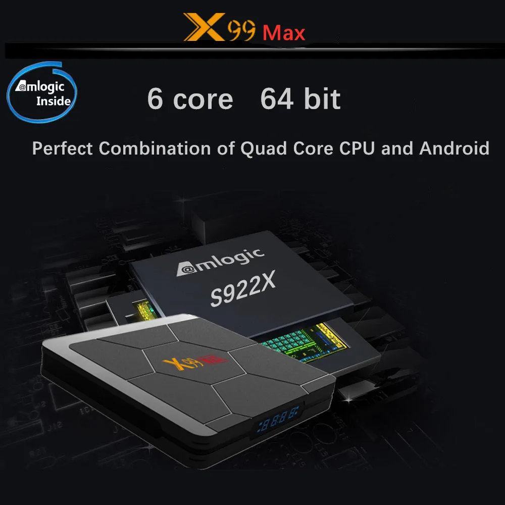 ТВ приставка X99 MAX с Android 9 0 процессор Amlogic S922X шестиядерный 4 Гб DDR4 128 ПЗУ 2 4G Wi Fi