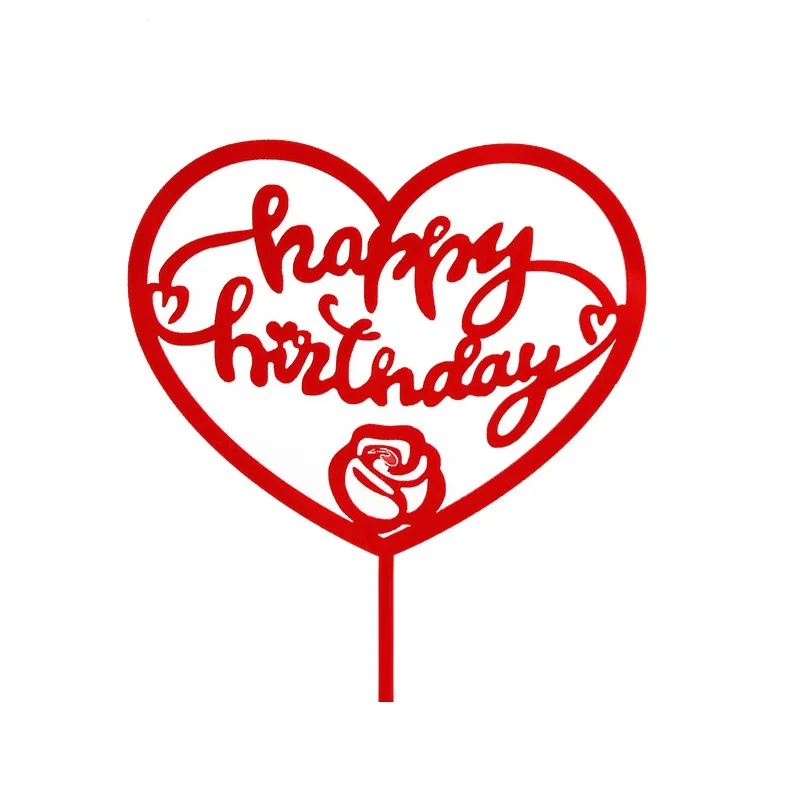 1 шт. Топпер для торта на день рождения топ флажки черного красного цветов любимой