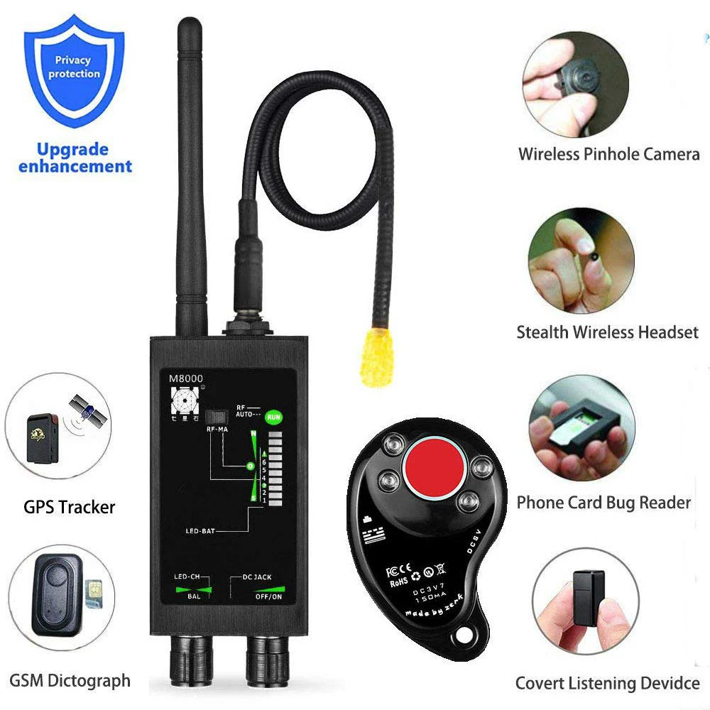 M8000 Radio Anti-Spy Detector  GSM RF Signal Auto Tracker Detectors GPS Tracker Finder Bug with Long Magnetic LED Antenna