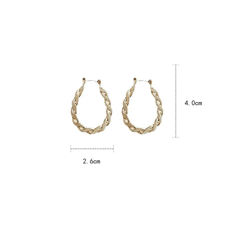 

Unique Design Weave Twist Circle Hoop Earrings for Women Gold Color Metal Pendients Geometric Earrings Ladies Statement Jewelry