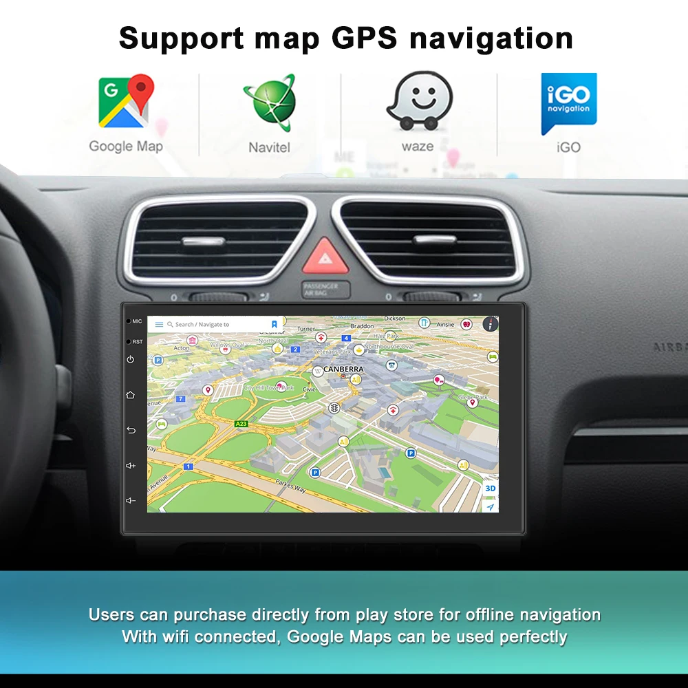 Автомагнитола AMPrime мультимедийный плеер на Android с Bluetooth GPS Wi-Fi 8 ОЗУ + 128 ПЗУ для Toyota VW