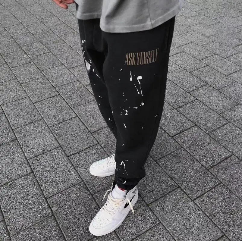 ASKYURSELF спортивные брюки Граффити 1:1 высокое качество Jogger kanye west hip hop Drawstring для