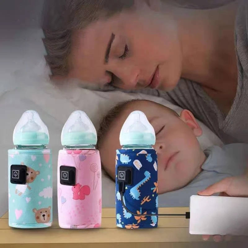 Portable USB Baby Bottle Warmer Travel Milk Warmer Infant Feeding Bottle Heated Cover Insulation Thermostat Food Heater