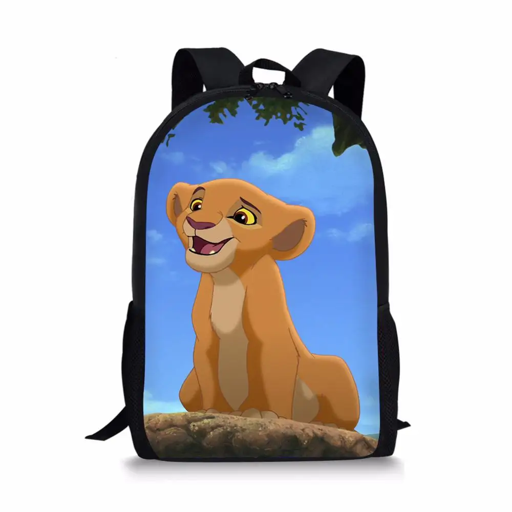 Новый женский школьный рюкзак для мальчиков и девочек, большой мультяшный вместительный рюкзак с рисунком короля льва, Детская сумка для кн...