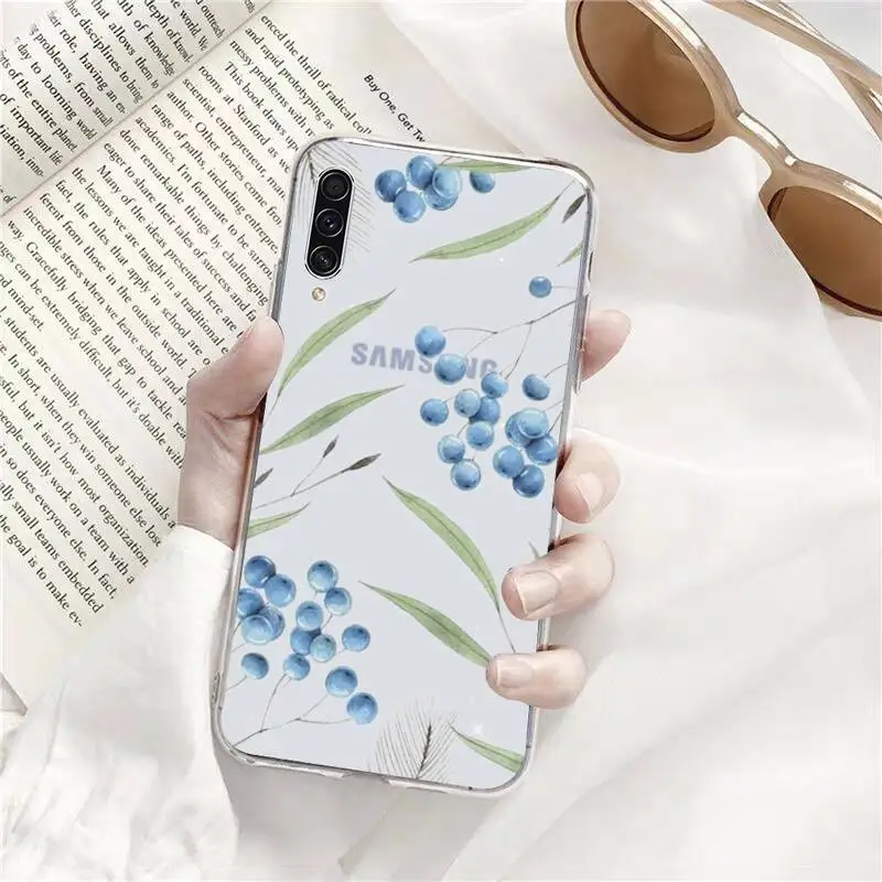 

Watercolor plants with flowers Phone Case Transparent Clear For Samsung Galaxy A71 A21s S8 S9 S10 plus note 20 ultra