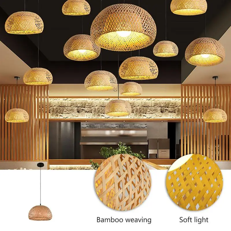 

1 Pc Lamp Pendant Bamboo Weaving Droplight Elegant Living Room Lamp with Light Source