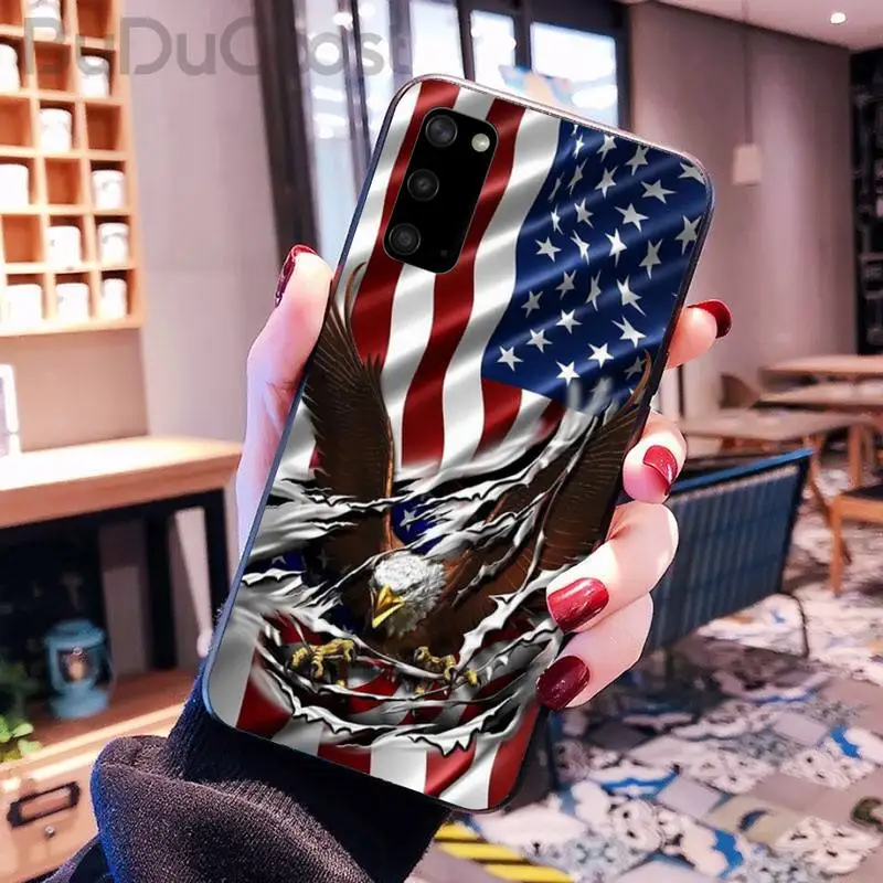 

King Of Birds Eagle American Flag Phone Case for Samsung S20 plus Ultra S6 S7 edge S8 S9 plus S10-5G lite 2020 S10E