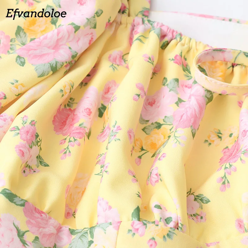 

Floral Print Yellow Off Shoulder Holiday Dress Women Long Sleeve Side Split Long Dresses Female
