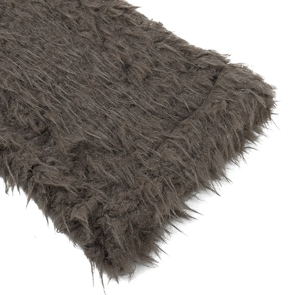 Faux Fur Coat Plus Size Women Autumn Winter Fluffy Plush Coat Solid Lapel Long Sleeve Cardigan Coat Warm Soft Outwear