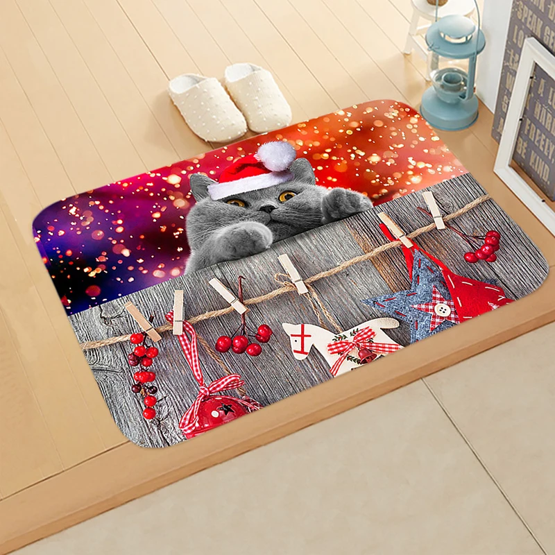 

Merry Christmas Decoration Doormat Santa Claus Printing Floor Mat Non-slip Mat Christmas Home Decoration Door Mat
