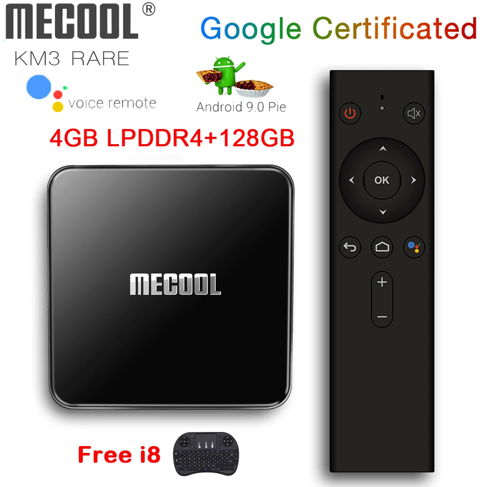 MECOOL KM3 ТВ редкий Смарт ТВ-бокс Google Сертифицированный Android 9,0 ТВ-приставка 4 Гб LPDDR4 128 ГБ Amlogic S905X2 2,4G 5G двойной Wifi BT4.0 4K