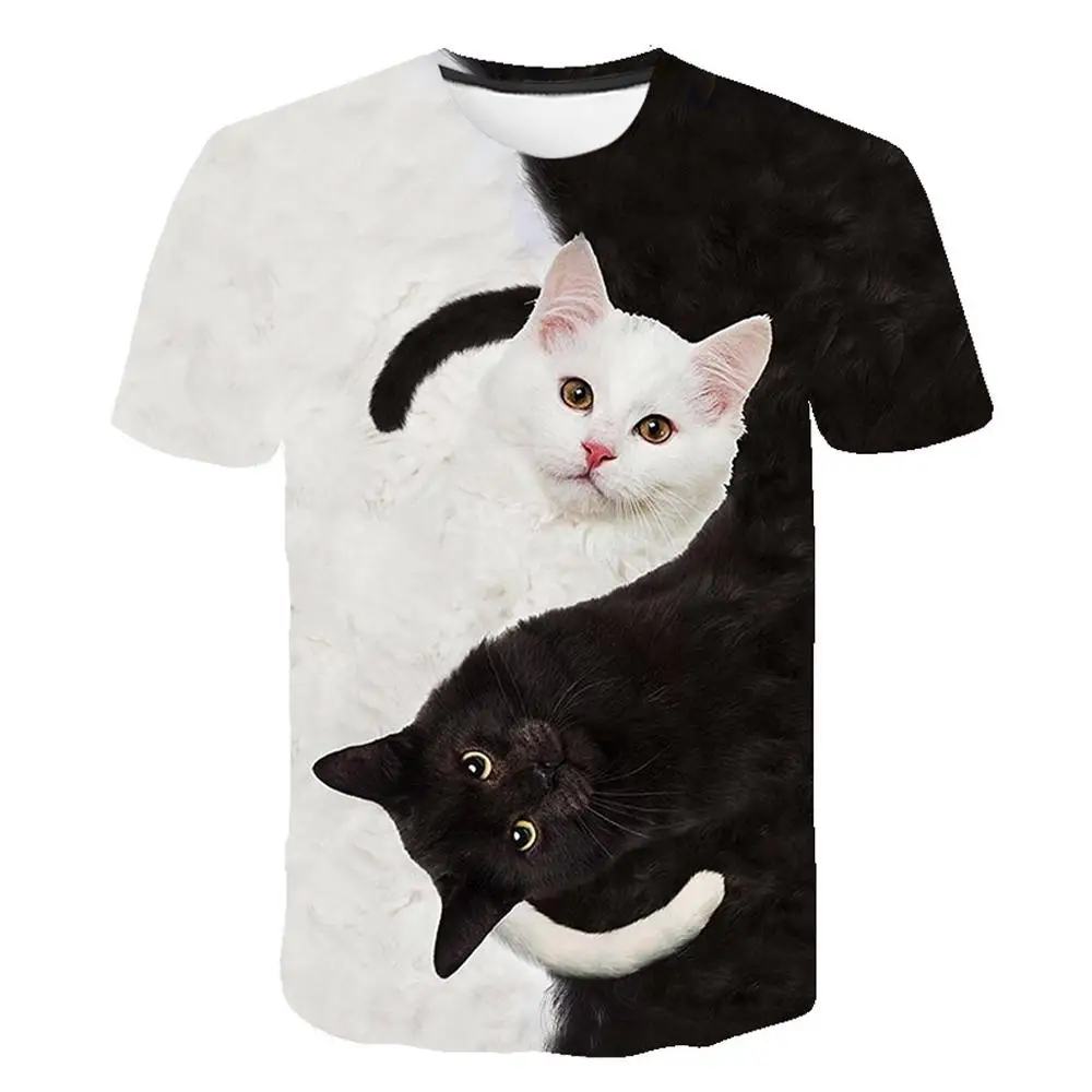 Fashion New Cool T-shirt Men/Women 3d Tshirt Print two cat Short Sleeve Summer Tops Tees T shirt Male XXS-6XL