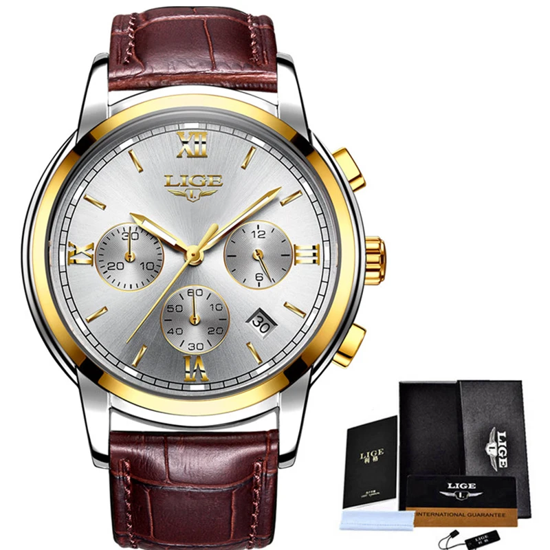 

Relogio Masculino LIGE Mens Watches Top Brand Luxury Men's Fashion Business Waterproof Quartz Watch For Men Casual Leather Watch