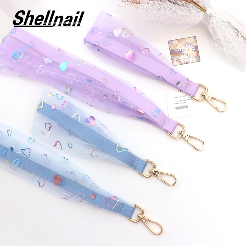 

Shellnial новый ремень для телефона, подвесной шейный ремешок, браслет, сетка, любящее сердце, шнурок для мобильного освобождения, двойной трос