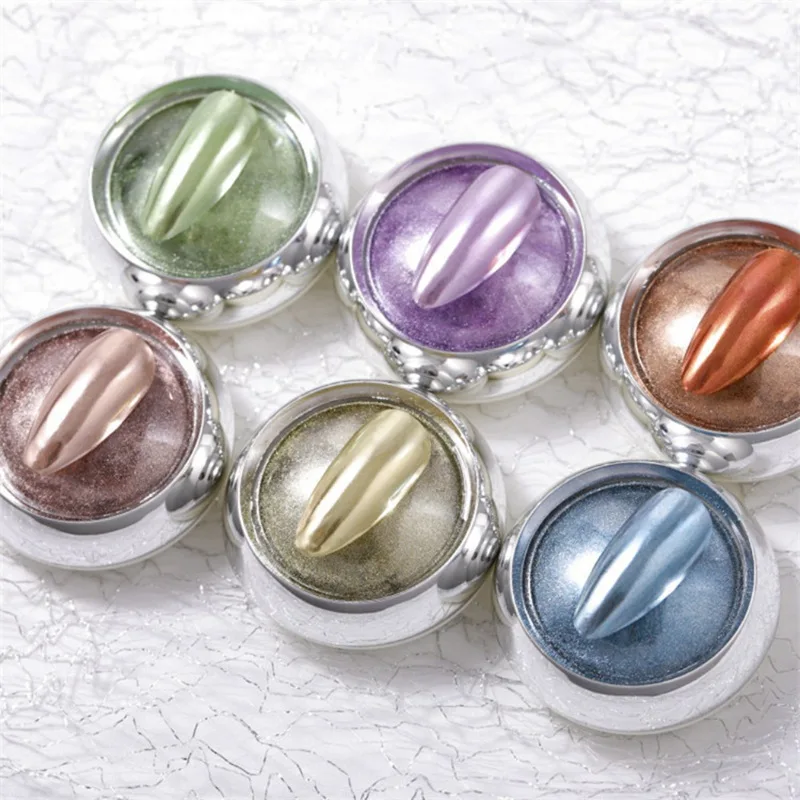 Пигмент для дизайна ногтей порошок зеркальный блестящий металлический цвет УФ