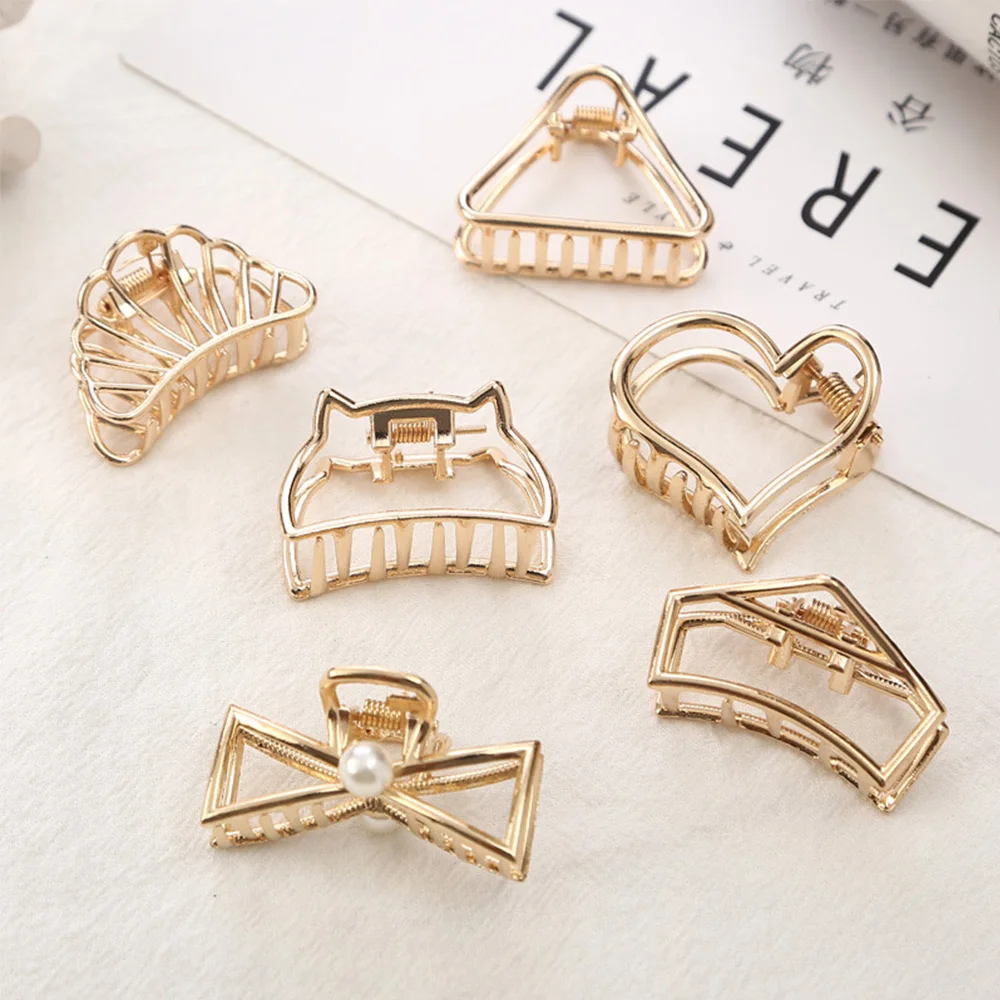 Модные женские полые металлические сердечки с пентаграммой геометрические