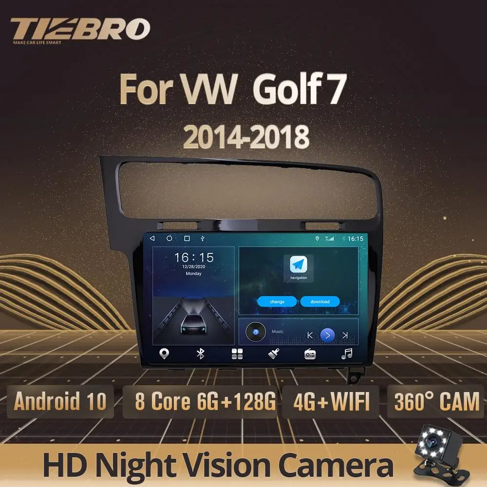 Автомобильный мультимедийный плеер TIEBRO 2 Din стерео приемник Android 10 0 для VW Golf 7 2014 2018