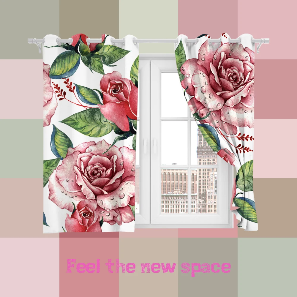 

Punch Hook Blackout Curtain Flower Customized Full Shade Sunscreen Blinds For Windows Home Kitchen Bedroom LivingRoom Decoration