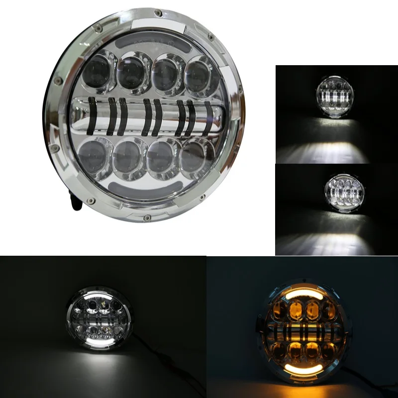 

7" 80W LED Headlight with Halo Angle Eye Amber Turn Signal for 1997-2006 Jeep Wrangler TJ for Land Rover