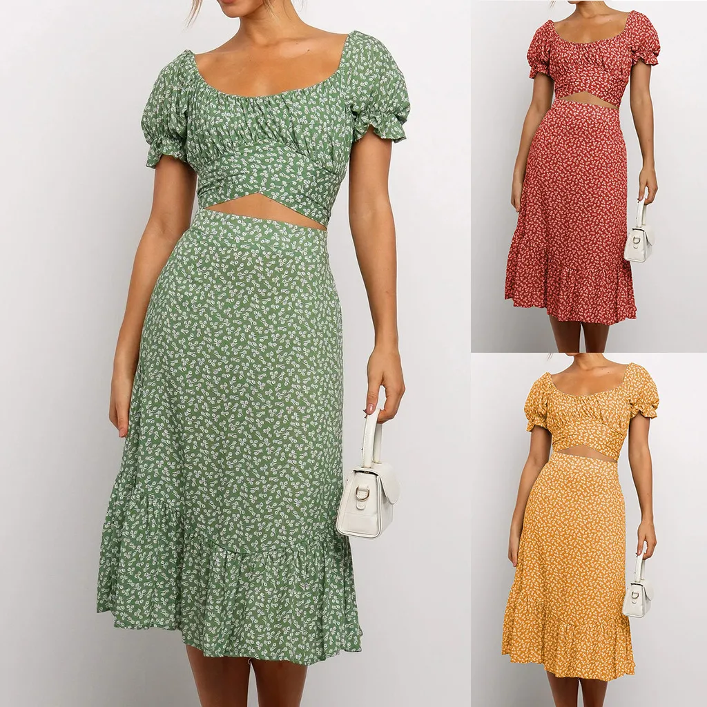 Женский летний комплект из 2 предметов короткий топ с квадратным вырезом и