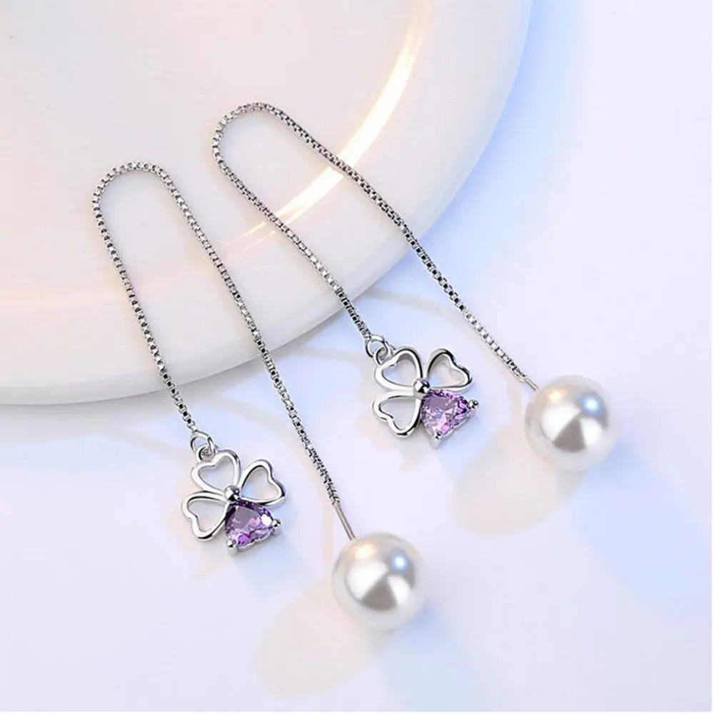 925 пробы серебро удачи любящее сердце с цветочным рисунком длинной бахромой