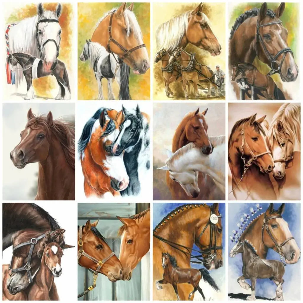 

5D Square/Round Diamond Painting Horse Cross Stitch Diamond Art Animals Mosaic Embroidery Sale Handwork Hobby Gift Wall Decor