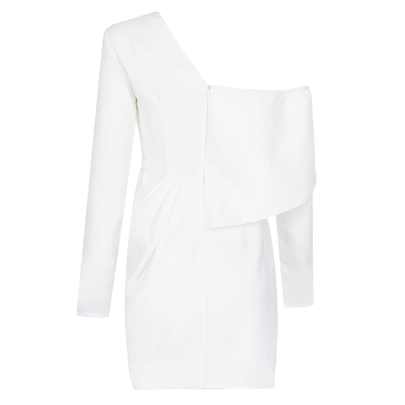 Женское асимметричное платье Max Spri белое с длинными рукавами и драпировкой